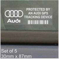 5 x AUDI GPS Tracking Device Security WINDOW Stickers 87x30mm-R8,A4,TT,A8,A3,A5,S5,RS 4,RS 6,S4,A6,Car,Van Alarm Tracker